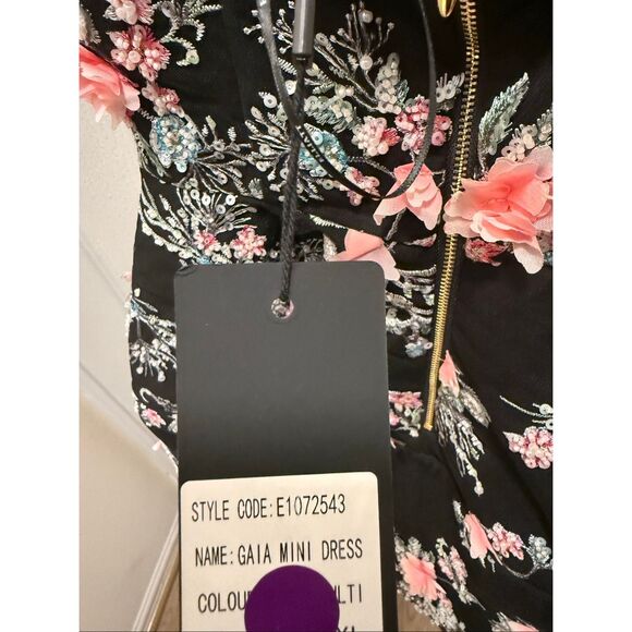 ELLIATT Gaia Floral Mini Dress in Black Birthday Party Cocktail size S NWT $550 - Picture 7 of 7
